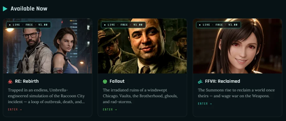 Available now — RE: Rebirth, Fallout, and FFVII: Reclaimed
